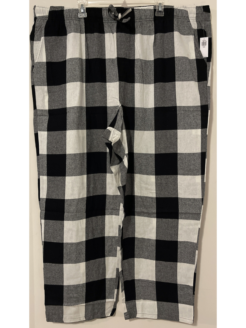 Old Navy Mens 4xl White Black Plaid Lounge Cotton PJ Pants w/Pockets NWT! A7186
